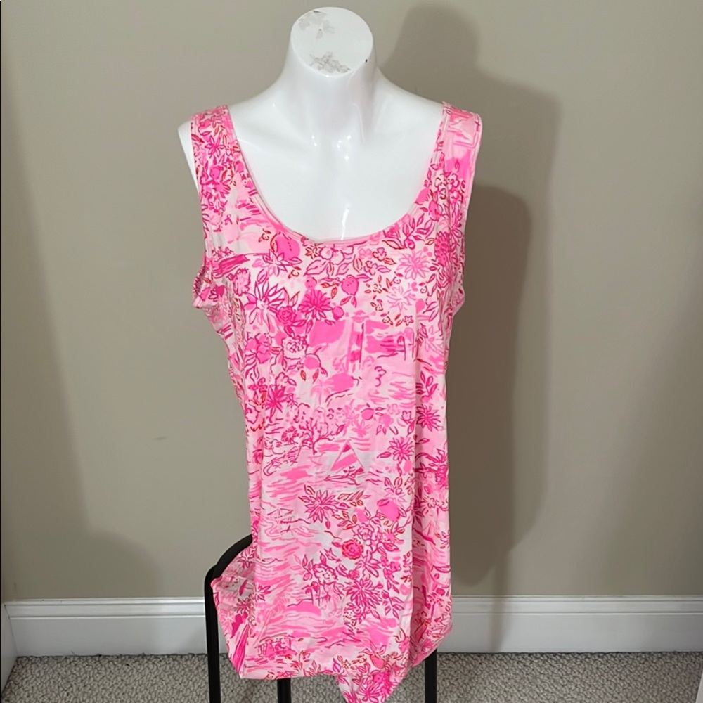 NWT Lilly Pulitzer Newberri Tank Dress Peony Pink Seaside Scene